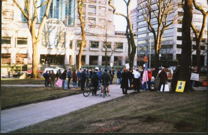 MTF protest, spring 1998, credit below