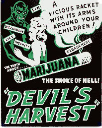 movie sign, 'Devil's Harvest'