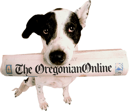 Dog w/'Oregonian'